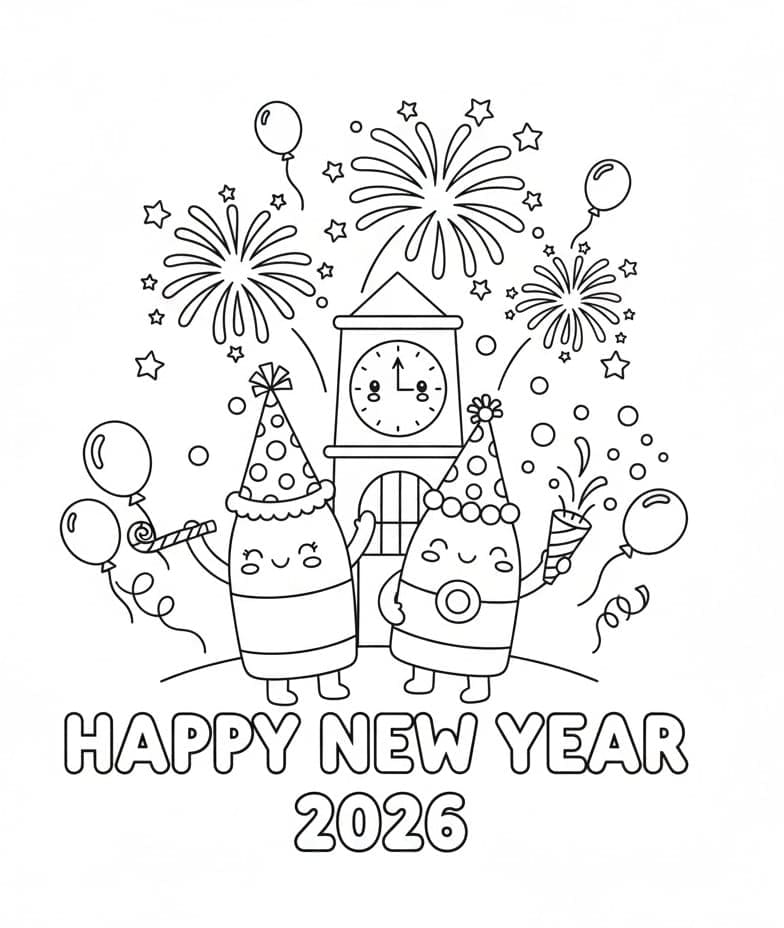 سنة جديدة سعيدة 2026 مجانًا تلوين