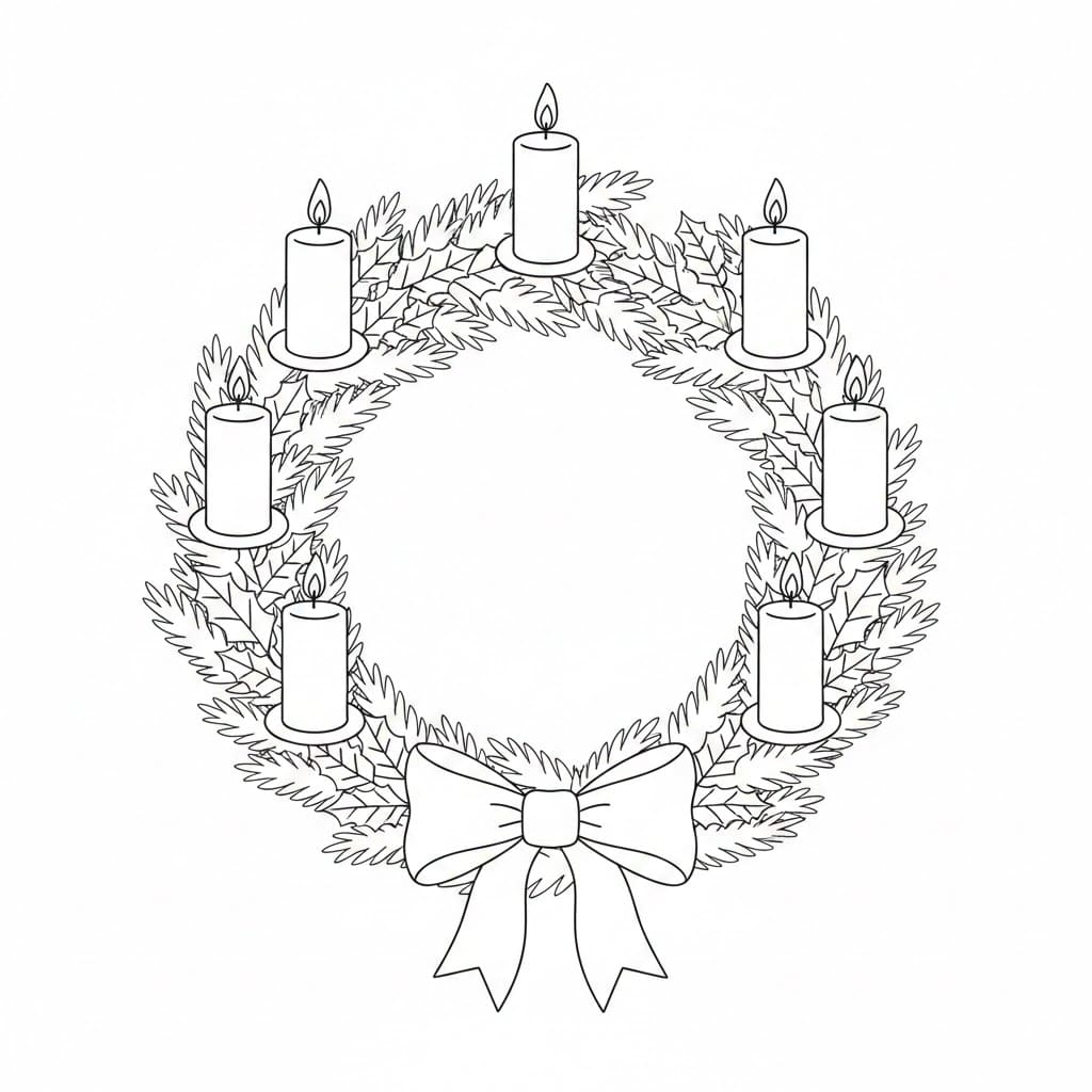 صورة إكليل المجيء للأطفال تلوين