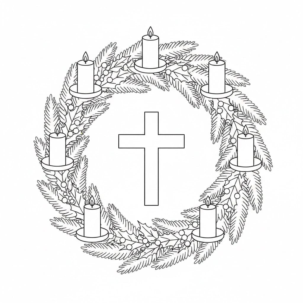 صورة مجانية لإكليل المجيء للأطفال تلوين