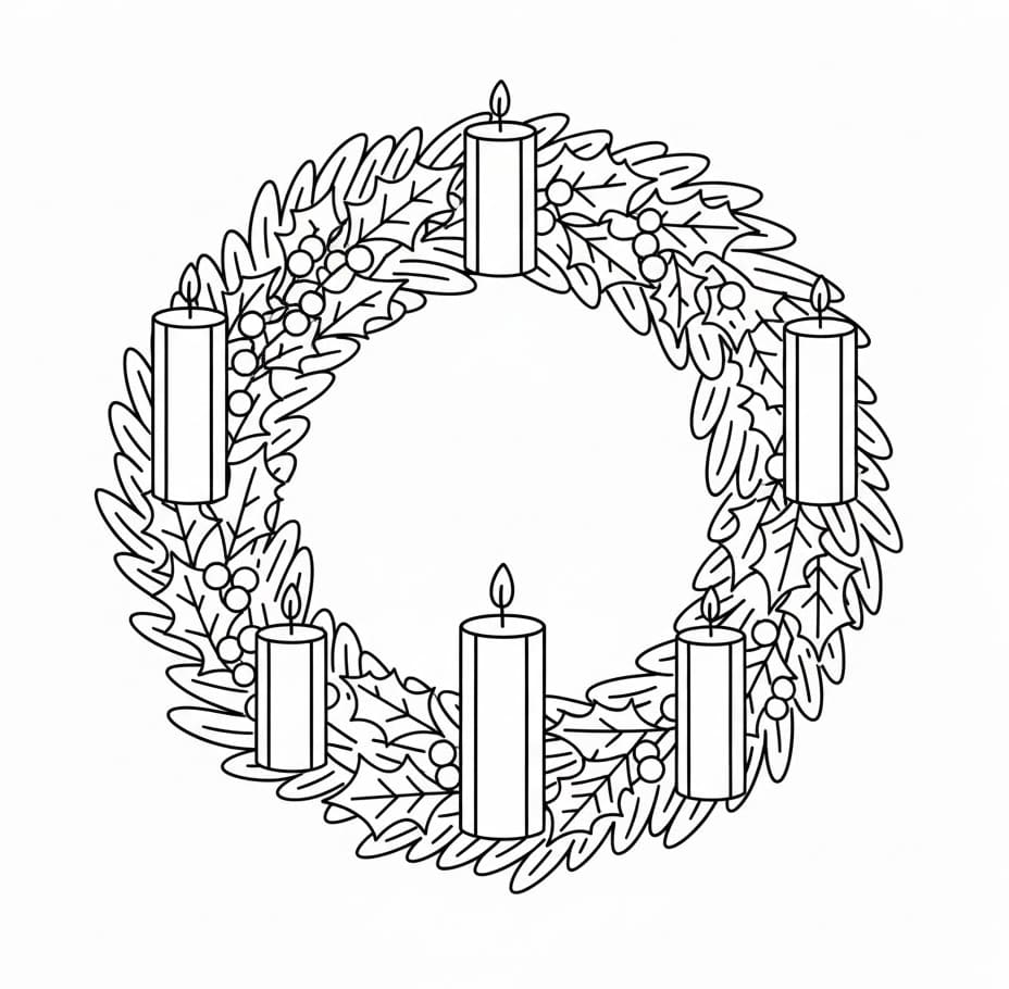 صورة إكليل المجيء مجاناً تلوين