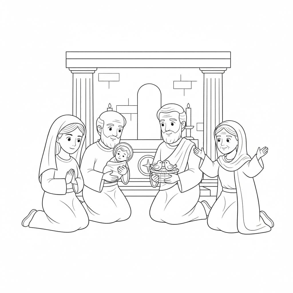 يسوع الصغير والخراف الأربعة تلوين