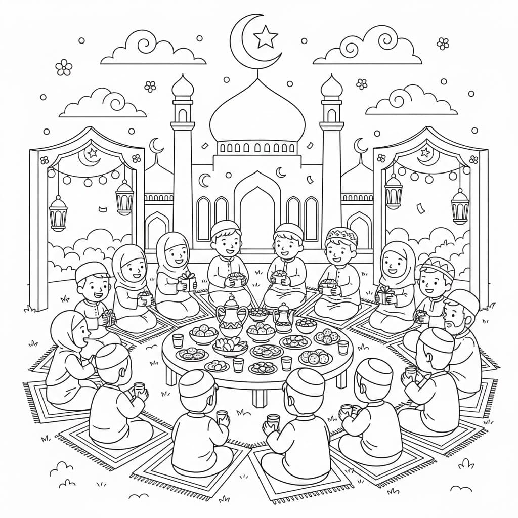 احتفال كبير بعيد الفطر تلوين