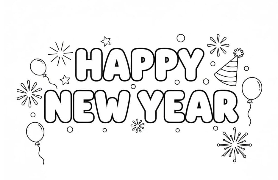 الأطفال ورأس السنة الجديدة. تلوين