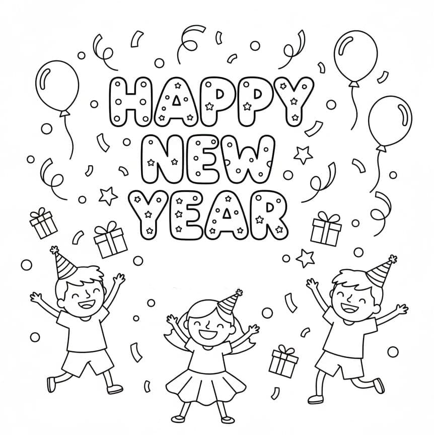 الأطفال واحتفالات رأس السنة الجديدة. تلوين