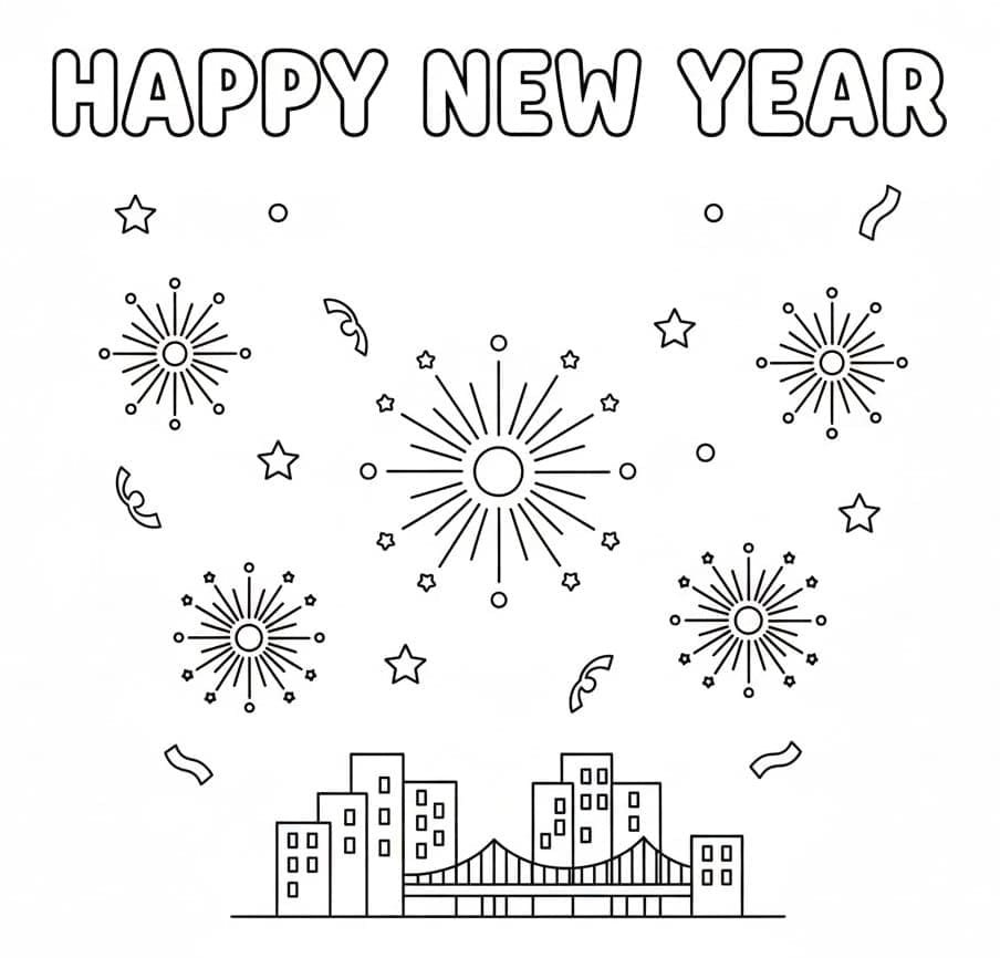 اطبع تهاني رأس السنة الجديدة مجاناً. تلوين