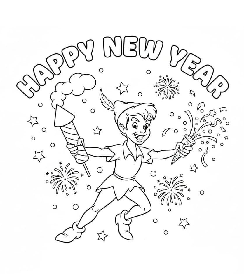 بيتر بان وسنة جديدة سعيدة تلوين