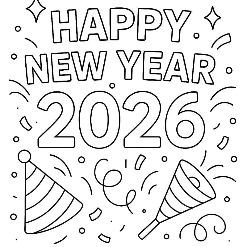 عام جديد سعيد 2026 تلوين