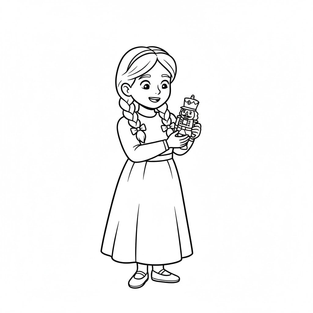 فتاة تحمل كسارة البندق تلوين