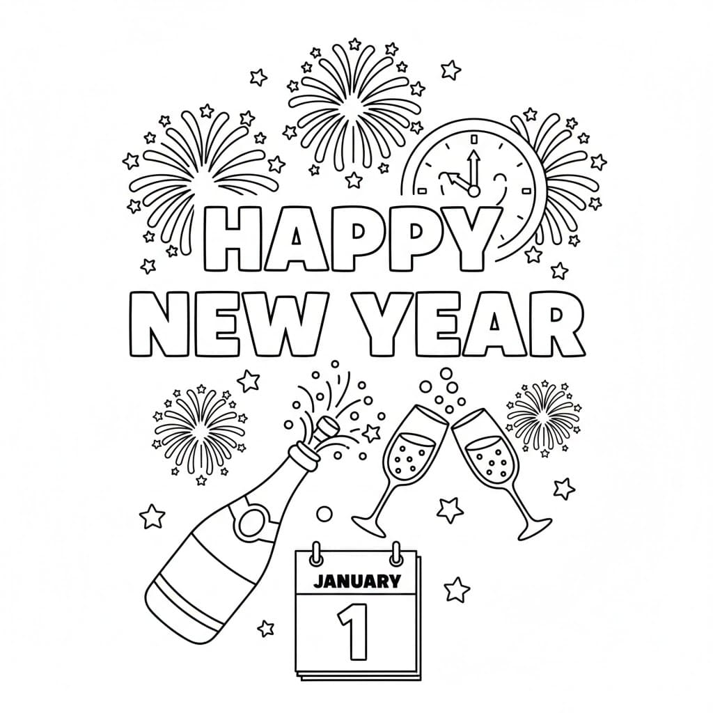كل عام وأنتم بخير! أتمنى لكم السعادة. تلوين