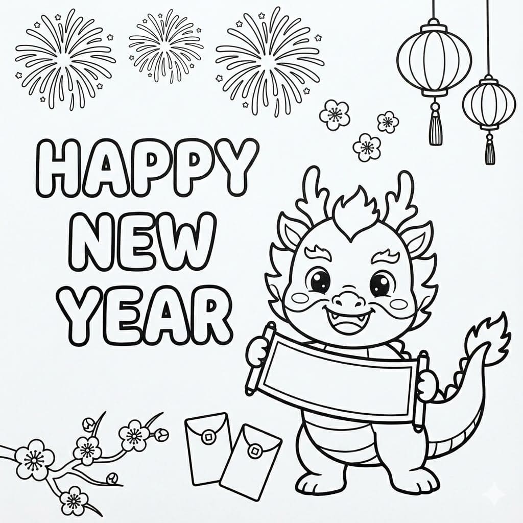 سنة جديدة سعيدة تلوين