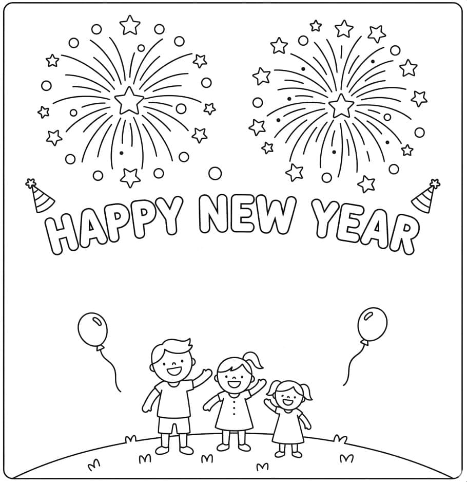 لوحة رأس السنة الجديدة السعيدة تلوين