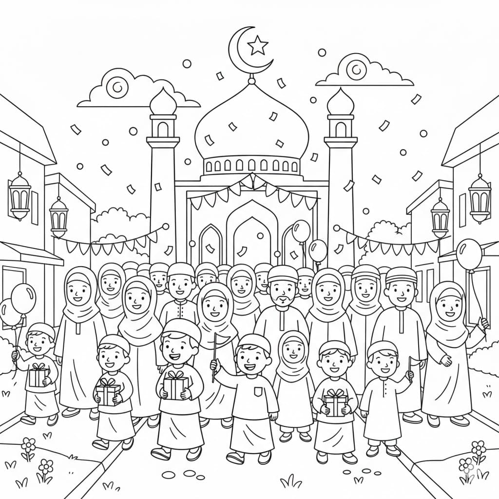 ليلة العيد السعيدة تلوين