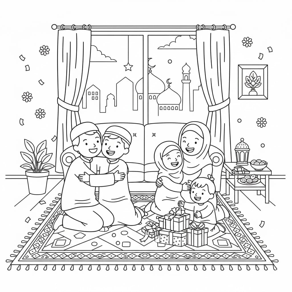 لمّة عائلية بعد الصلاة تلوين