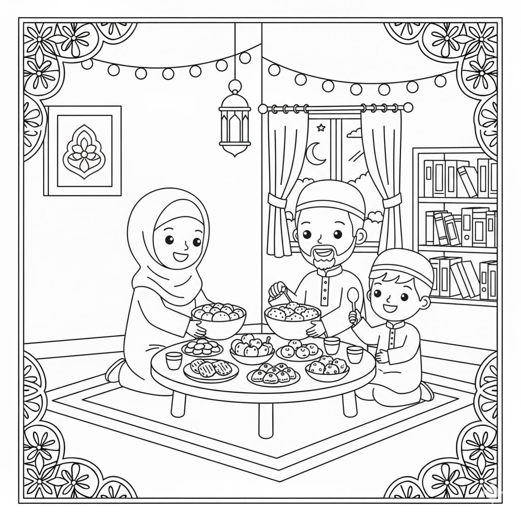 مائدة عيد الفطر تلوين