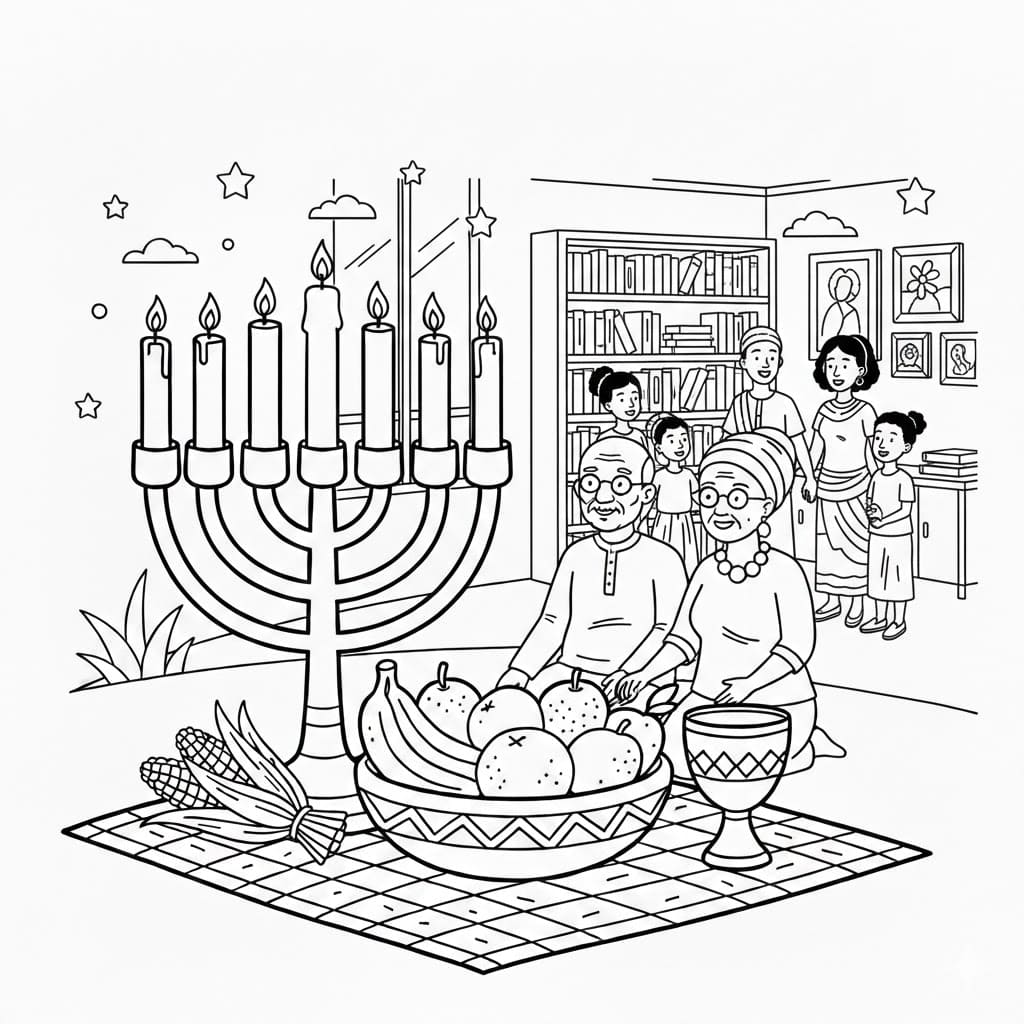 ملف قابل للطباعة لعيد كوانزا تلوين