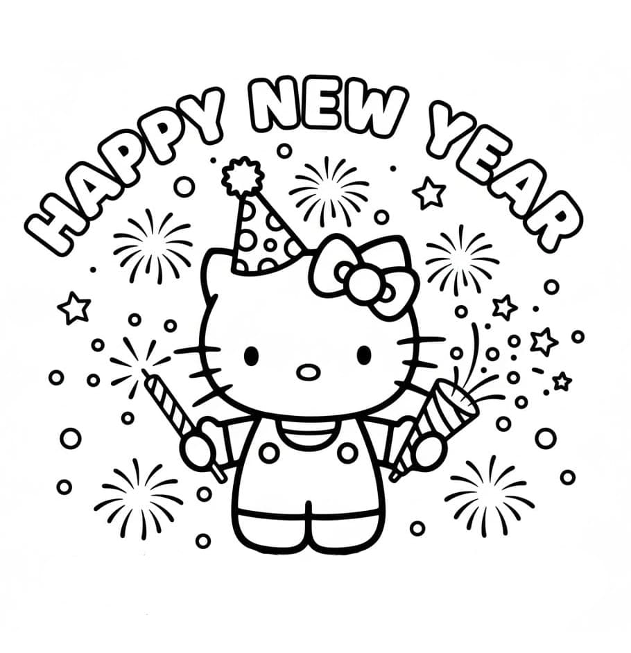 مرحباً كيتي، عام جديد سعيد! تلوين