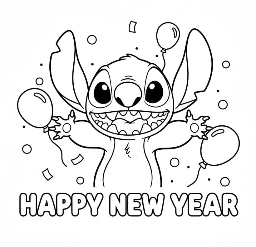 مطرزة بعبارات تهنئة بالعام الجديد. تلوين