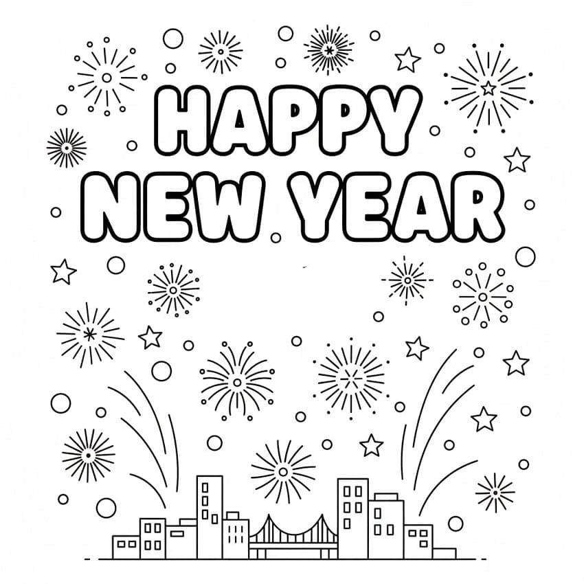 رسومات توضيحية مجانية بمناسبة رأس السنة الجديدة. تلوين