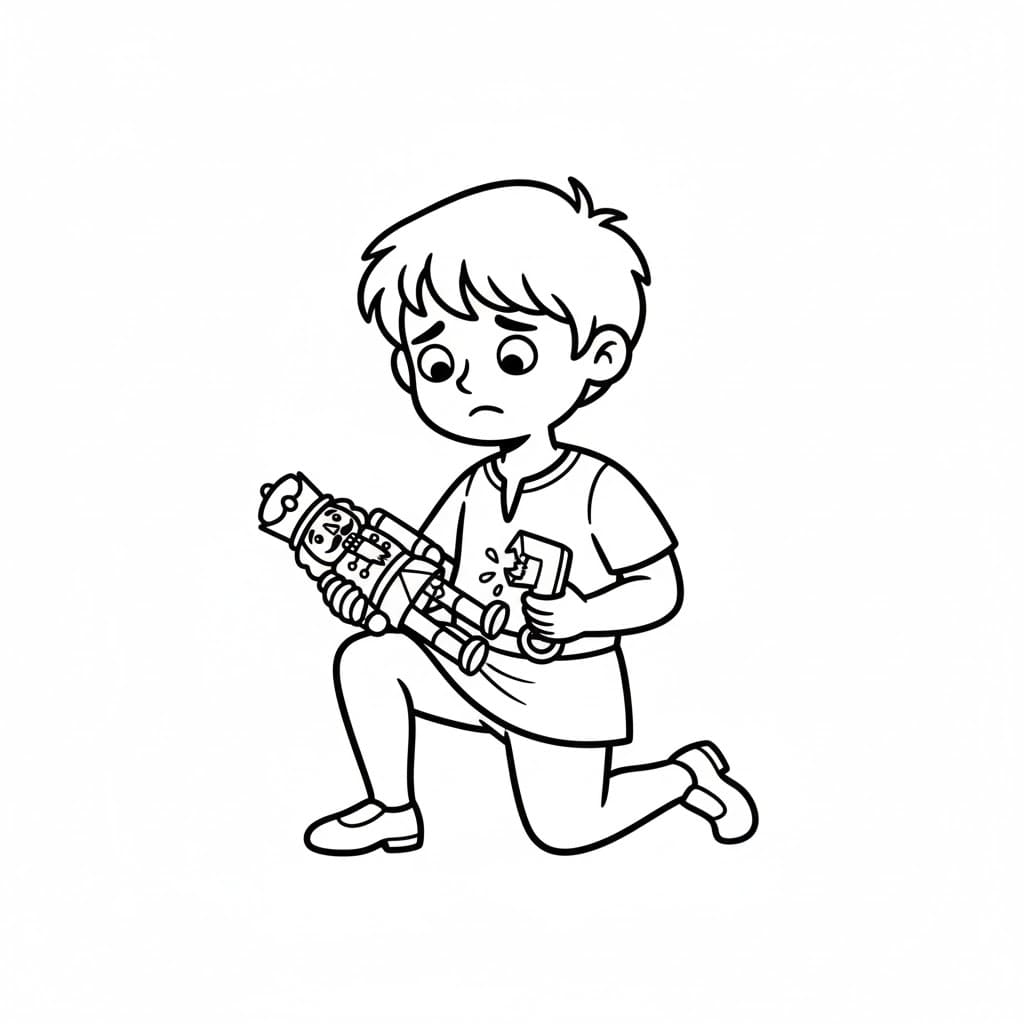صبي يحمل كسارة البندق تلوين