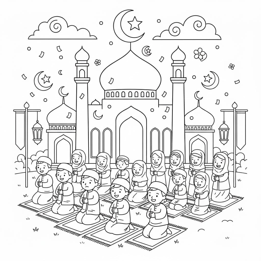 صلاة العيد الجماعية تلوين