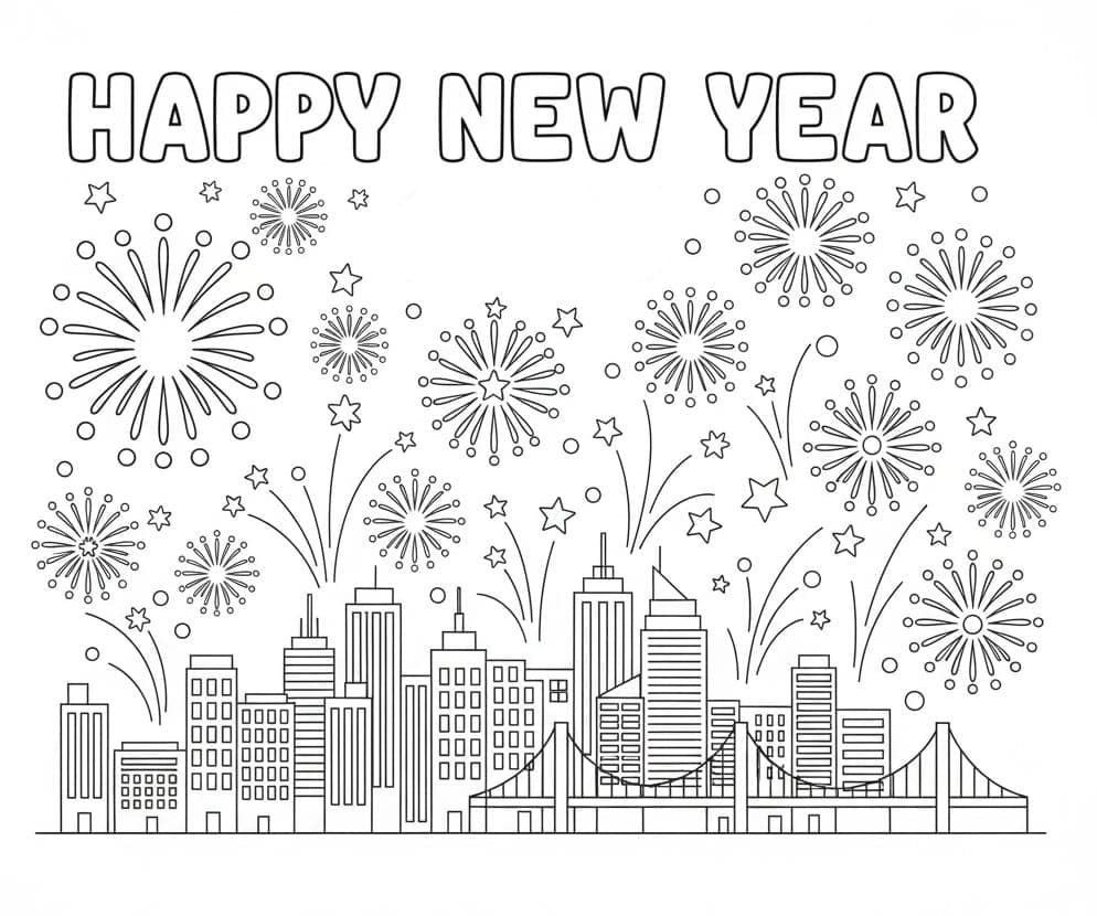 سنة جديدة سعيدة تلوين