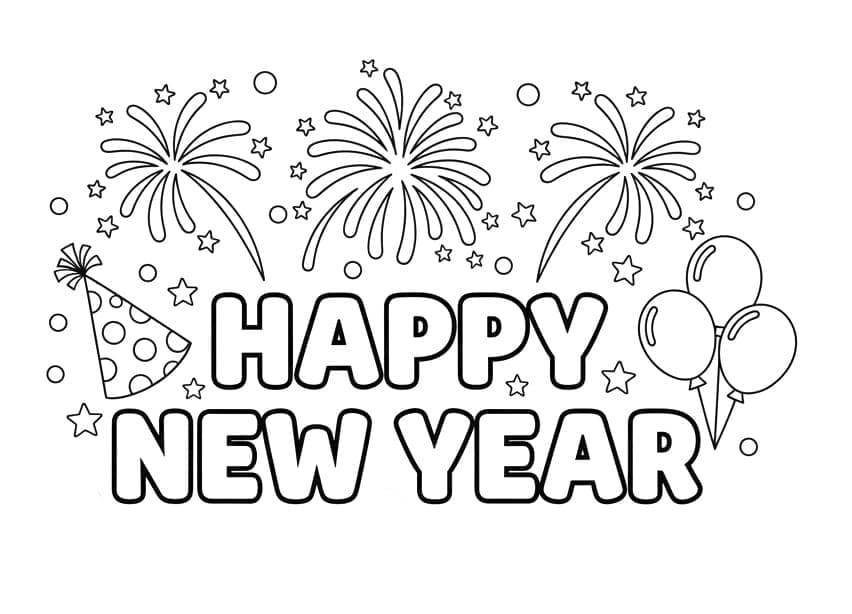 صور تهنئة بالعام الجديد تلوين