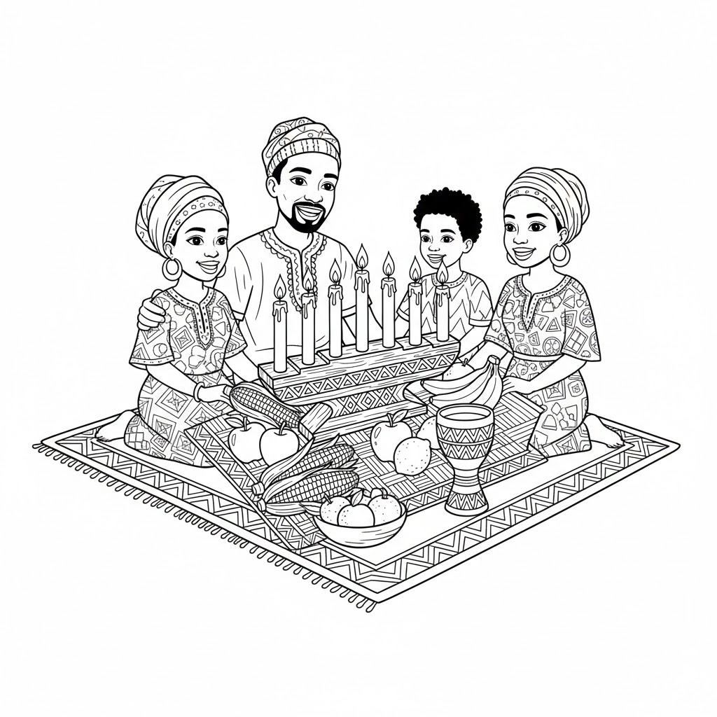 شموع كوانزا قابلة للطباعة مجاناً تلوين