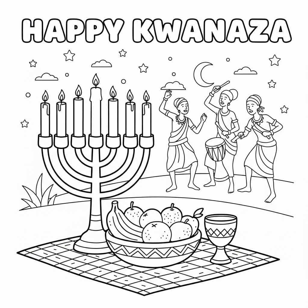 شموع كوانزا السعيدة تلوين