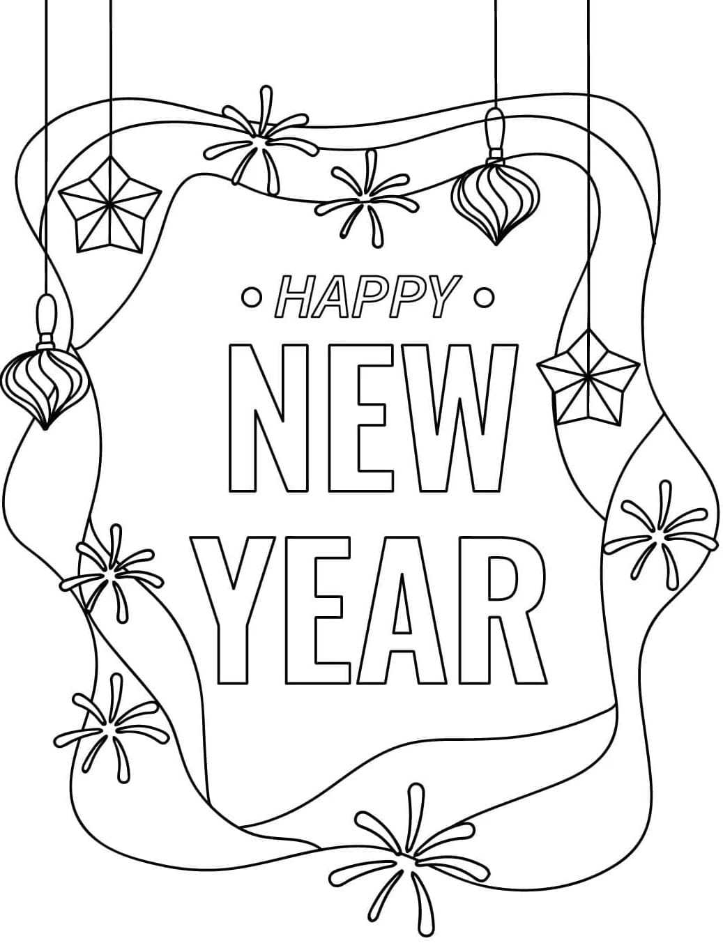 صور بسيطة لتهنئة الناس بالعام الجديد. تلوين
