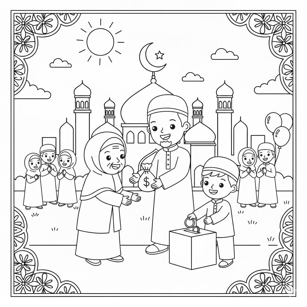 تبادل الهدايا في العيد تلوين