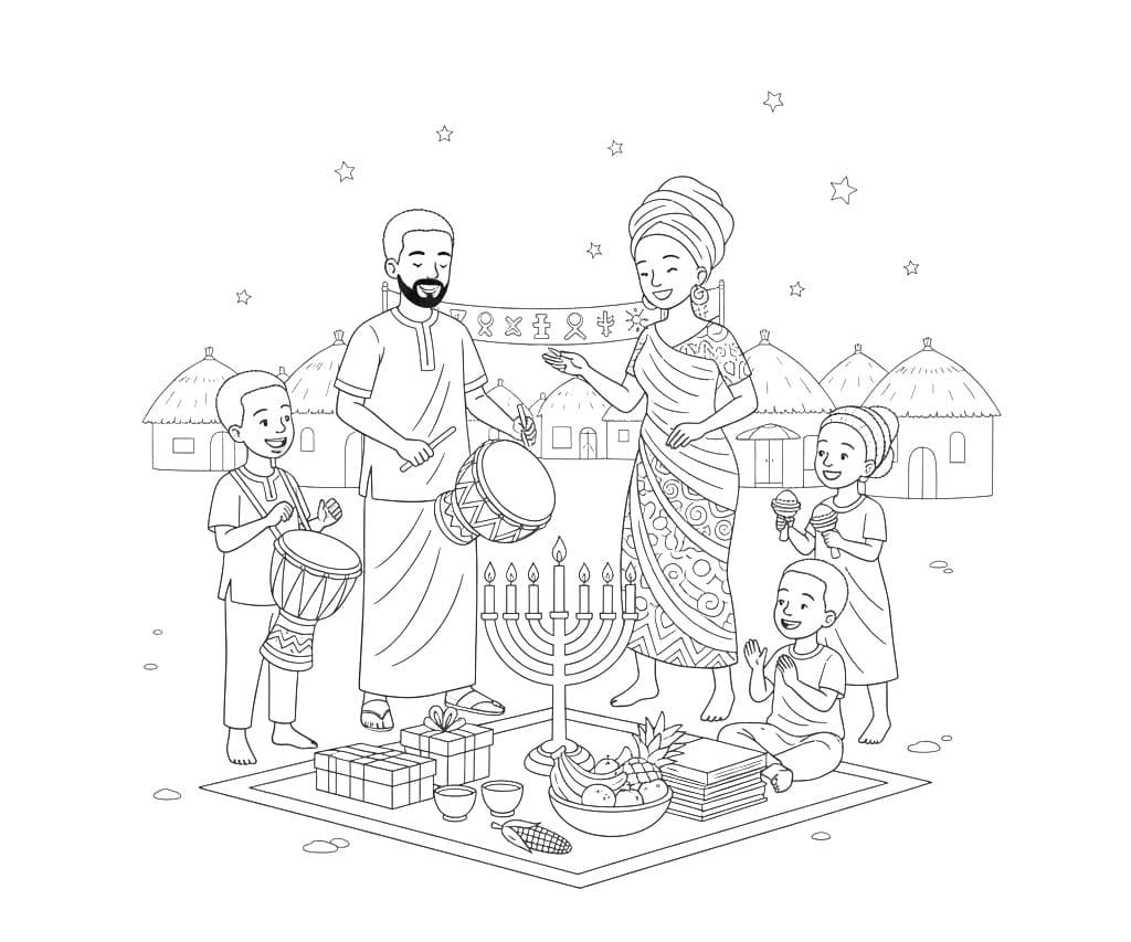 طبعة كوانزا للأطفال تلوين