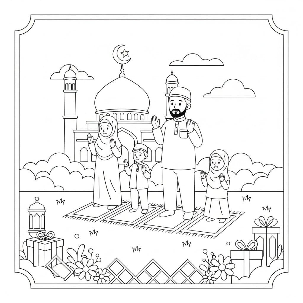 تحضيرات العائلة للعيد تلوين