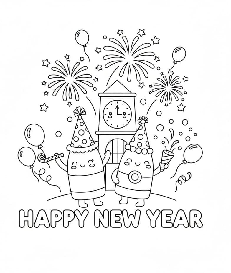 طباعة مجانية بمناسبة رأس السنة الجديدة. تلوين