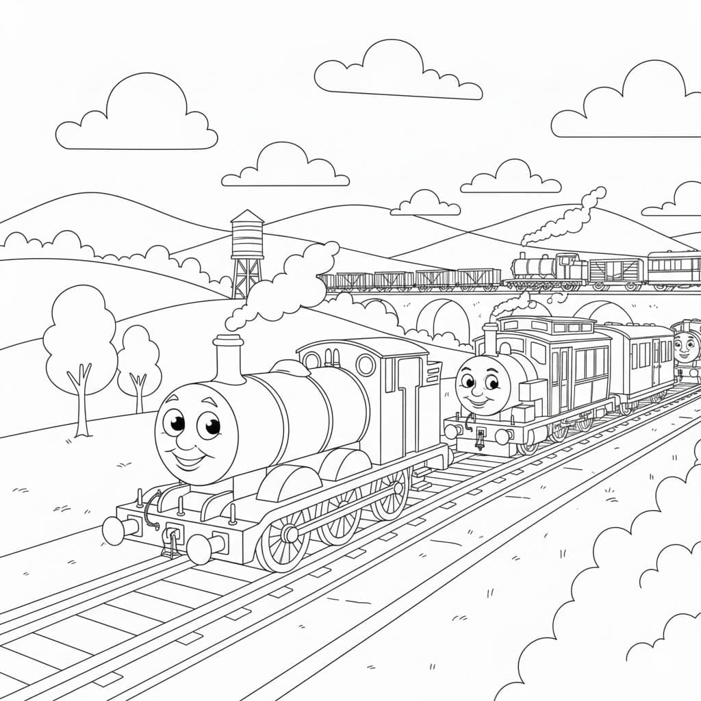 توماس وأصدقاؤه على متن القطار تلوين