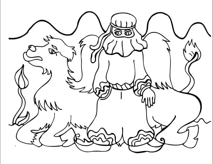 الجمل والزعيم في الصحراء من فيلم الصحاري تلوين