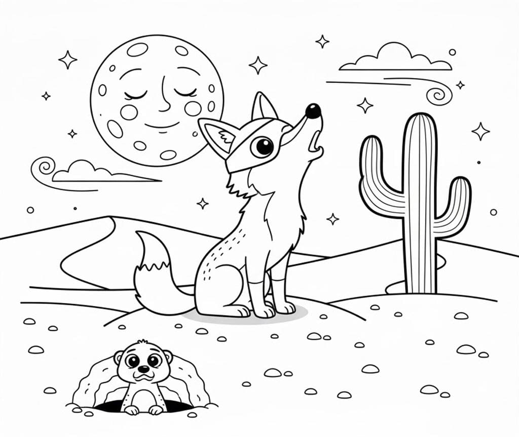 ذئب الصحراء تلوين