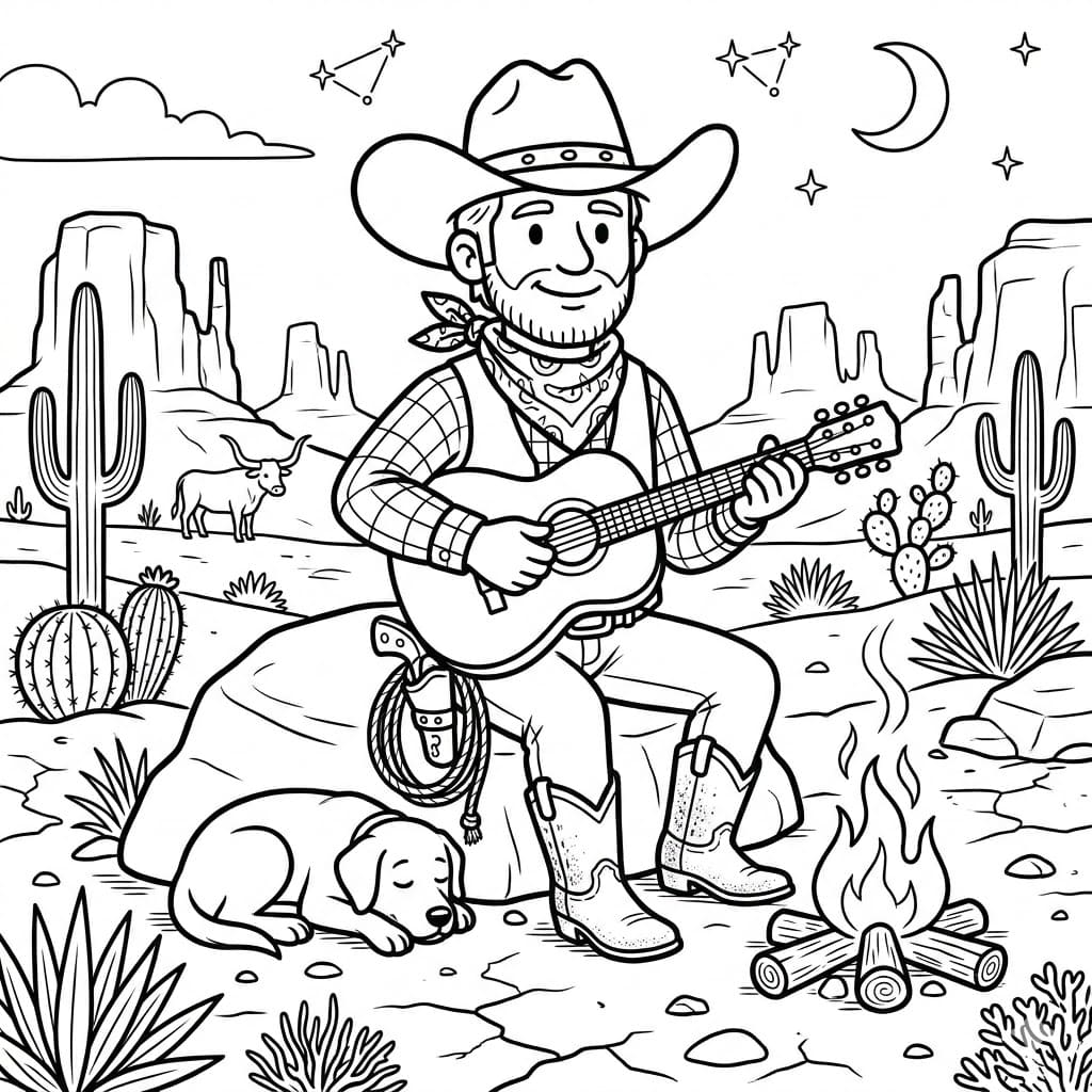 عازف الجيتار الريفي تلوين