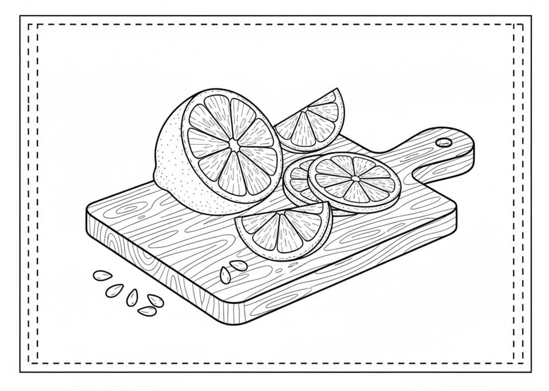 لوح تقطيع مع ليمون تلوين