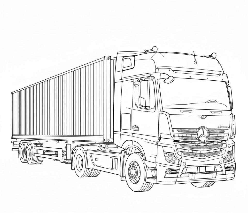 شاحنة مرسيدس بنز بحاوية تلوين
