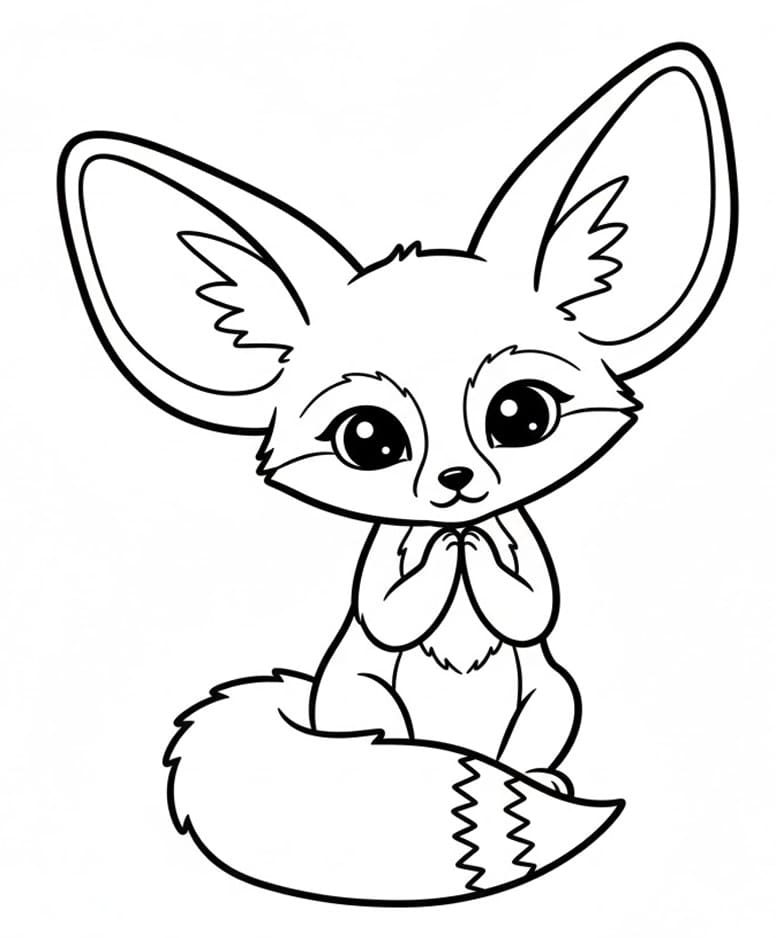 ثعلب الفنك الجالس بهدوء تلوين