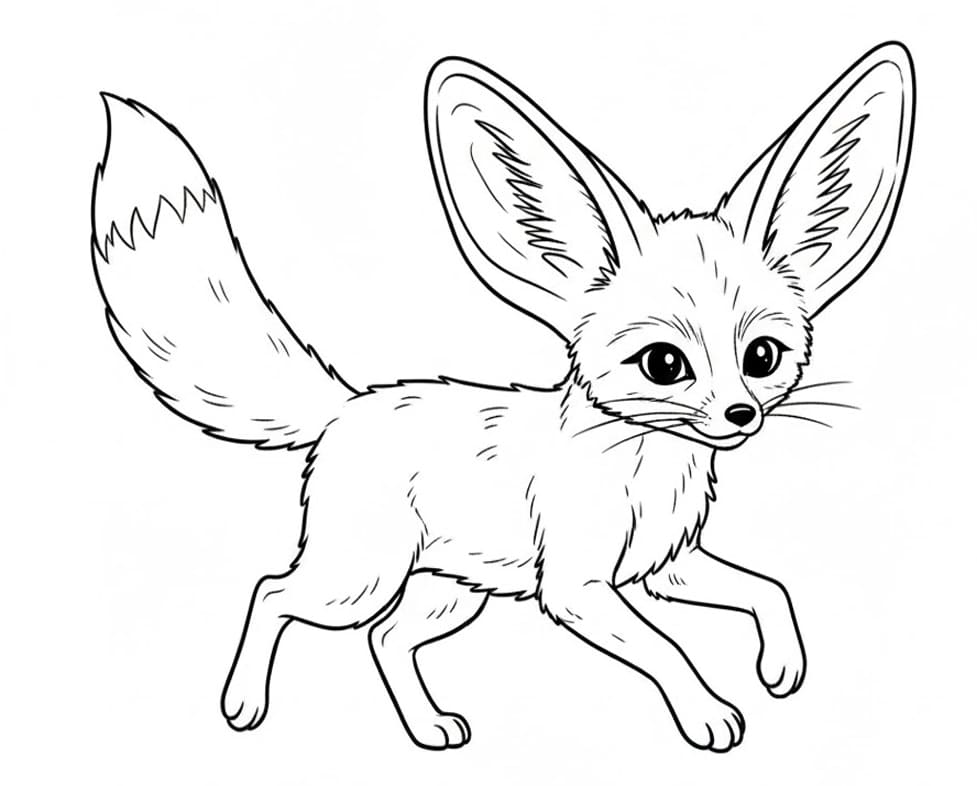 ثعلب الفنك المنطلق تلوين