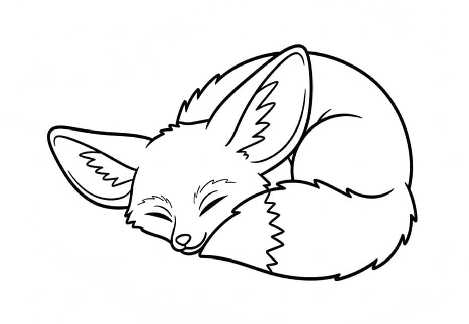 ثعلب الفنك النائم تلوين