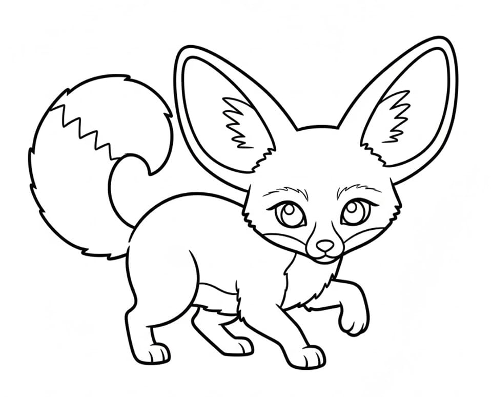 ثعلب الفنك النشيط تلوين