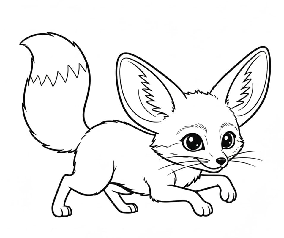 ثعلب الفنك المرح المتحرك تلوين