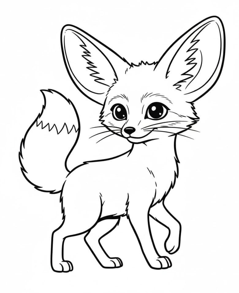 ثعلب الفنك المرح الواقف تلوين