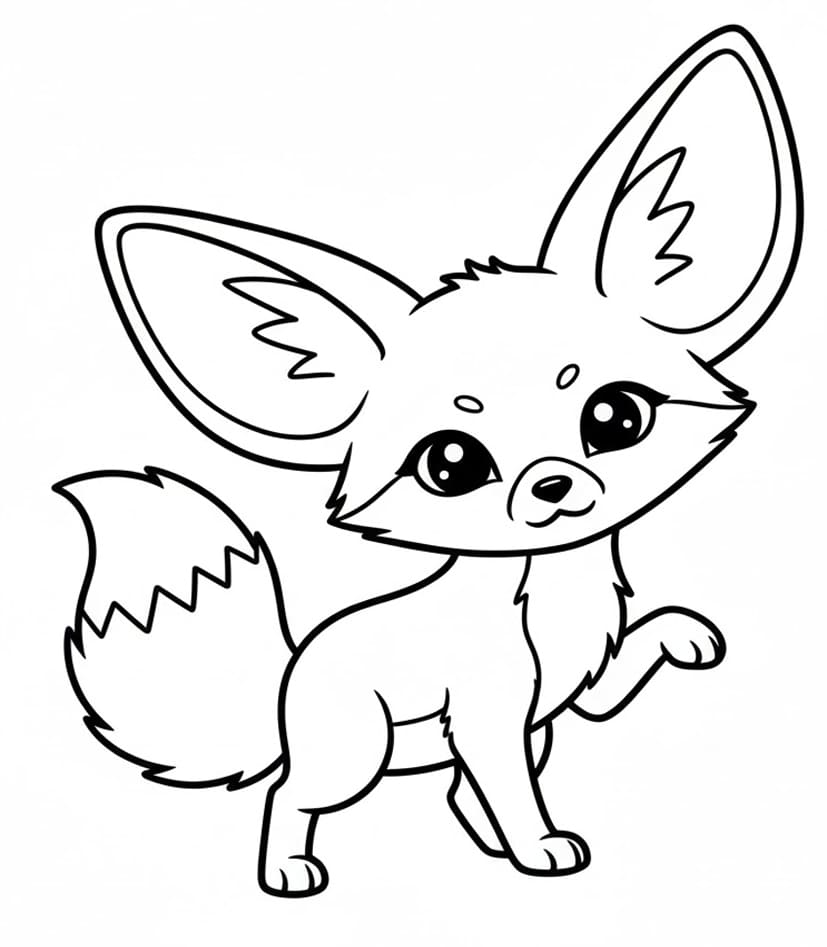 ثعلب الفنك المرح الصغير تلوين