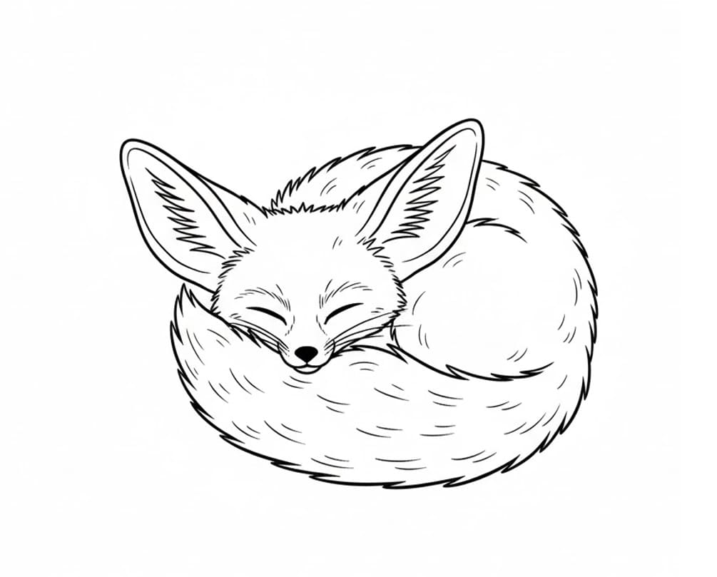 ثعلب الفنك النائم بسلام تلوين