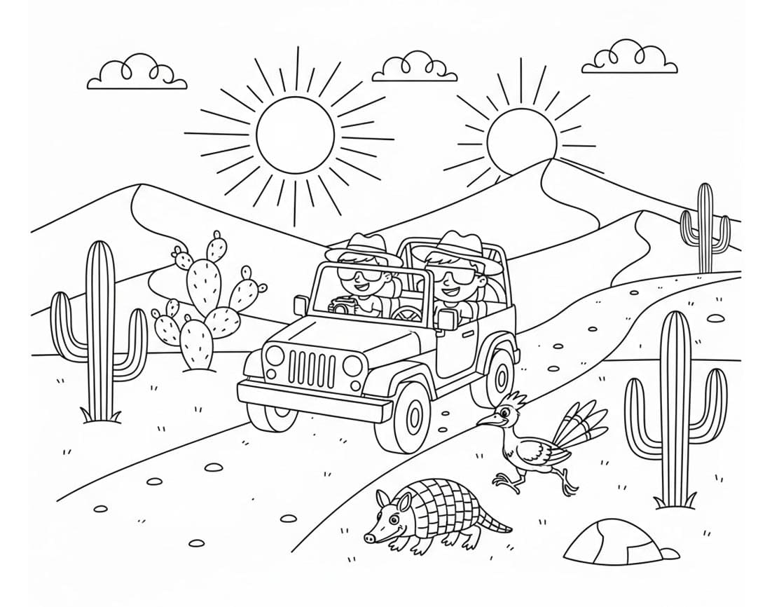 تلوين سيارة في الصحراء تلوين