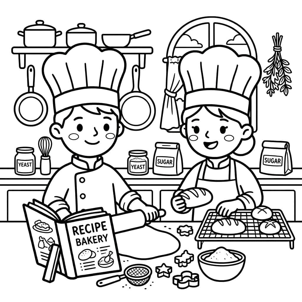 اثنان من طهاة الحلويات تلوين