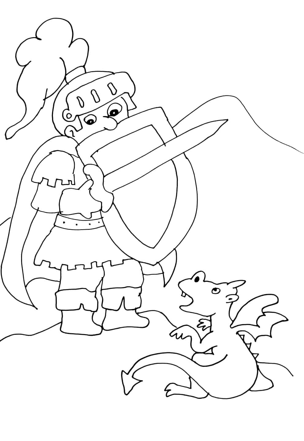 الفارس والتنين الصغير تلوين